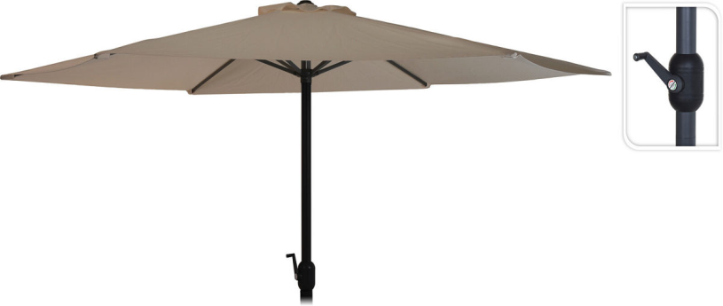 Parasol dia 3 meter Taupe met Draaimeganisme Buisdikte 48mm