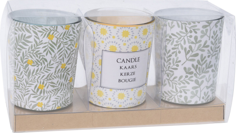 Set kaarsen in glas 3 stuks