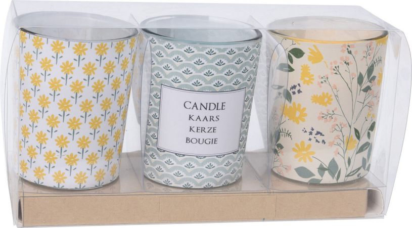 Set kaarsen in glas 3 stuks