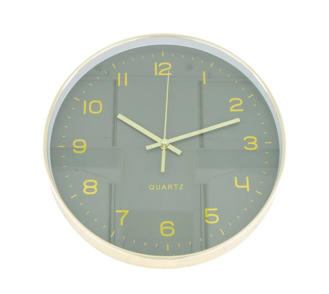 Wandklok 30cm gouden lijst - groen
