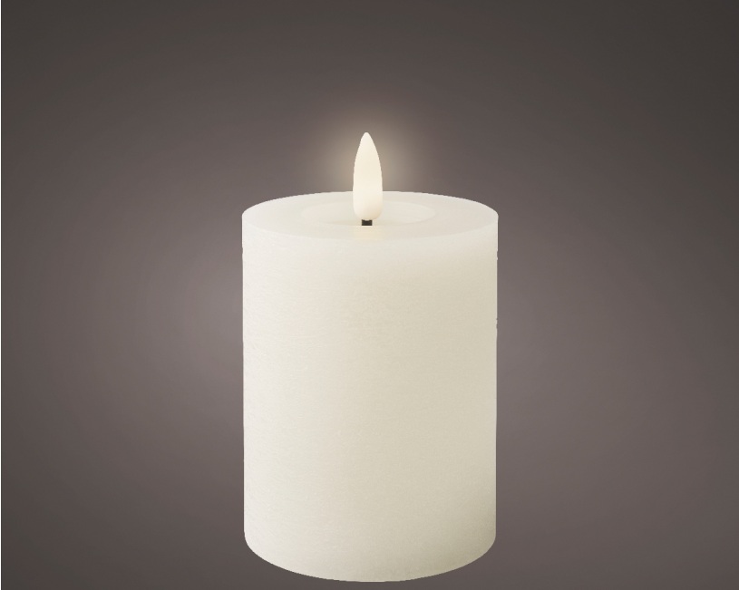 LED Kaars rustiek incl. timer - 7.00x11.30cm - Wit