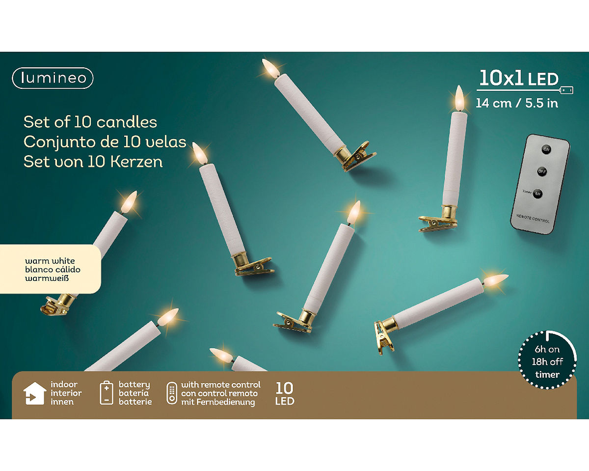 Decoris LED Kerstboomkaarsjes 10 stuks 14cm