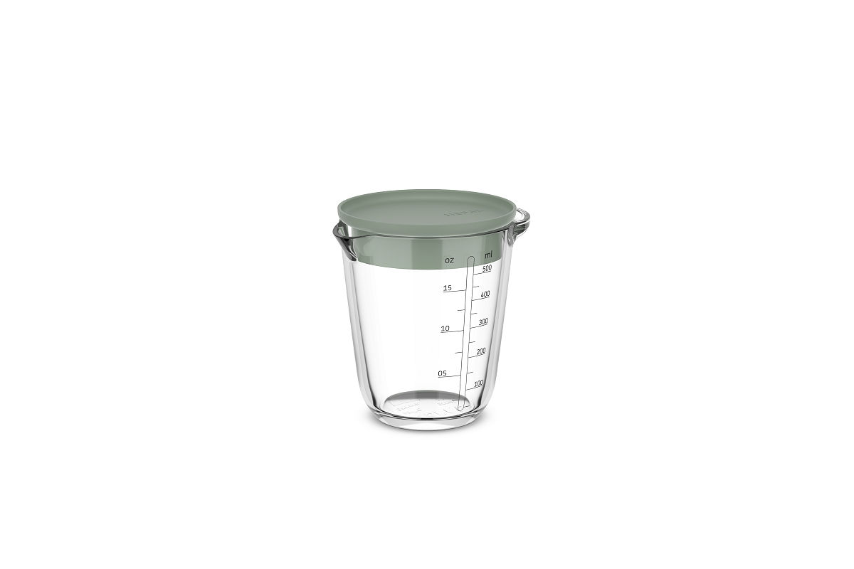 Mepal glas maatbeker Chef It 500ml met deksel - nordic sage