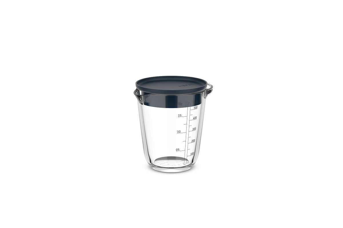 Mepal glas maatbeker Chef It 500ml met deksel - navy