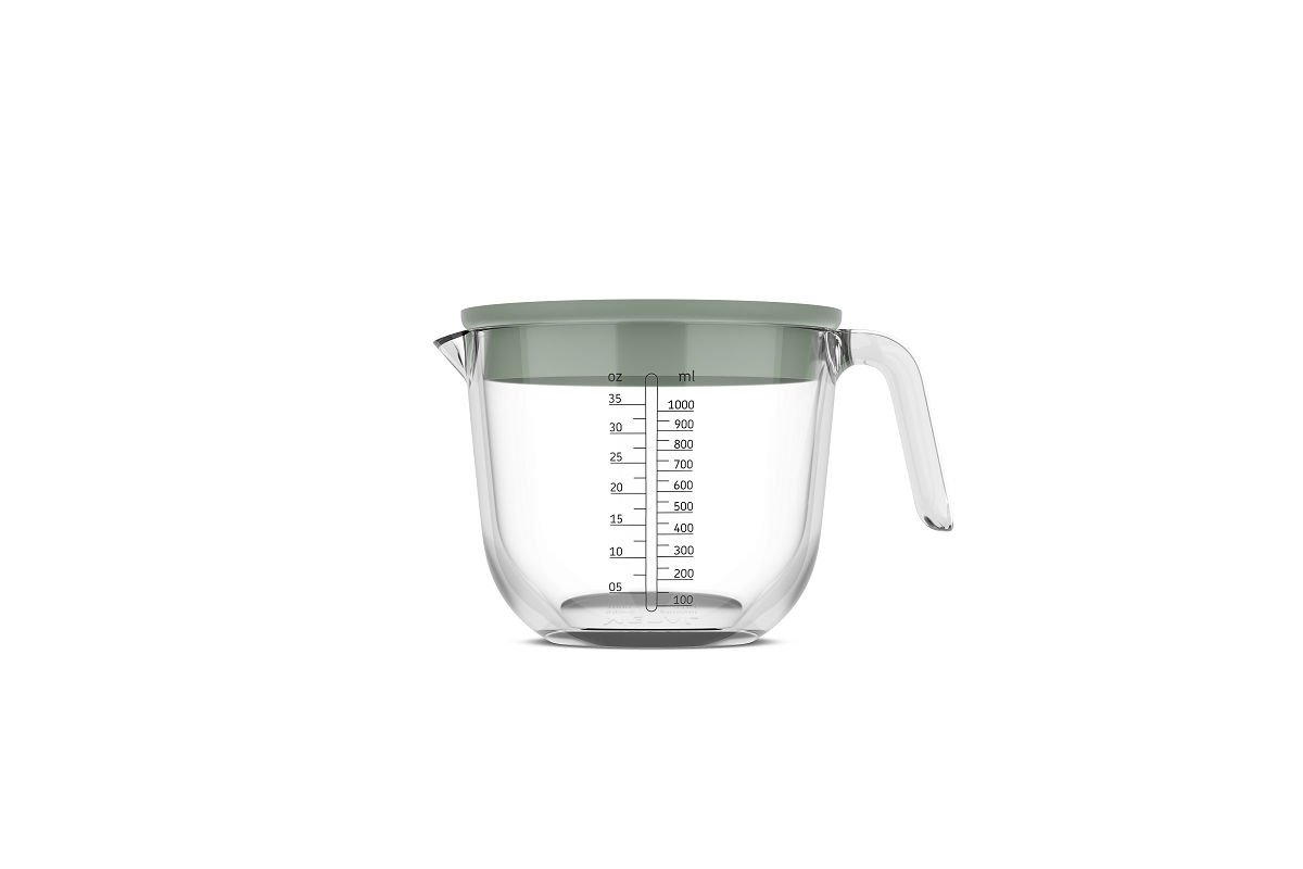 Mepal glas maatbeker Chef It 1000ml met deksel - nordic sage