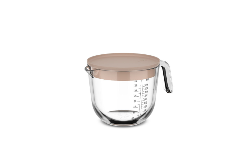 Mepal glas maatbeker Chef It 1000ml met deksel - chalk