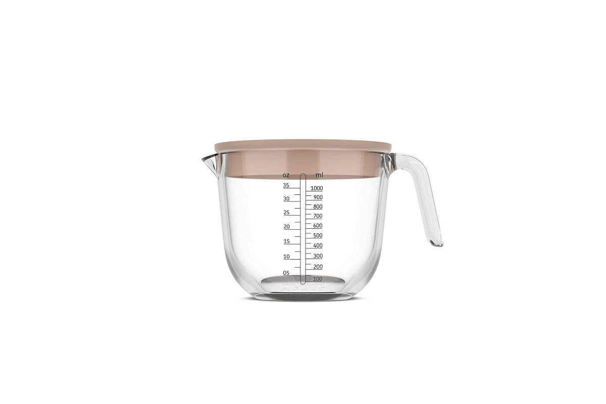 Mepal glas maatbeker Chef It 1000ml met deksel - chalk