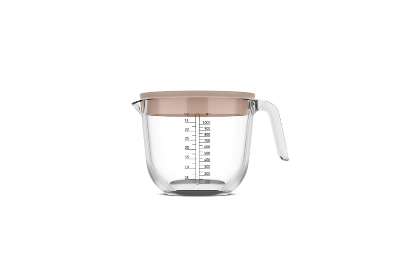 Mepal glas maatbeker Chef It 1000ml met deksel - chalk