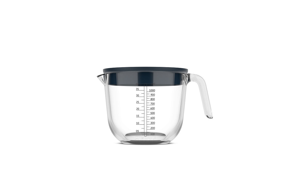 Mepal glas maatbeker Chef It 1000ml met deksel - navy