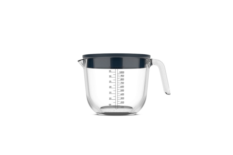 Mepal glas maatbeker Chef It 1000ml met deksel - navy