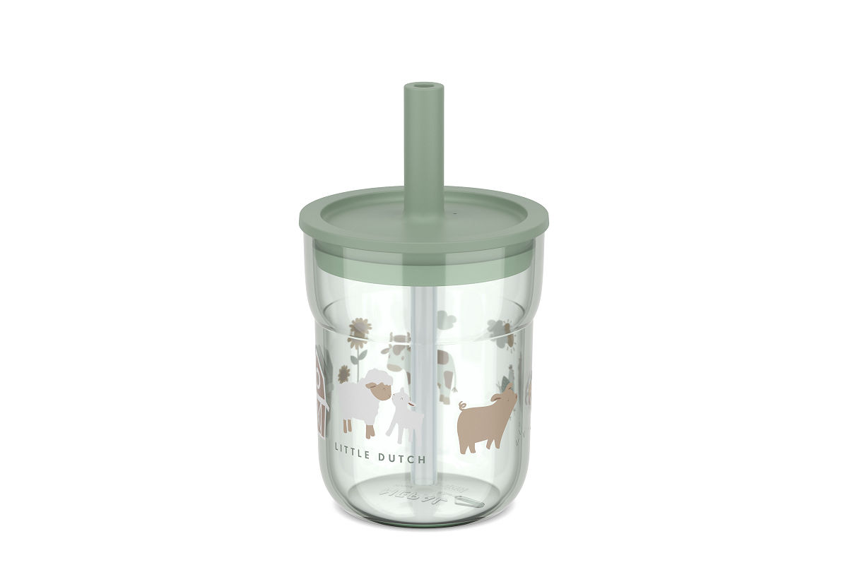 Mepal kinderglas Mio 250ml met rietje - little farm