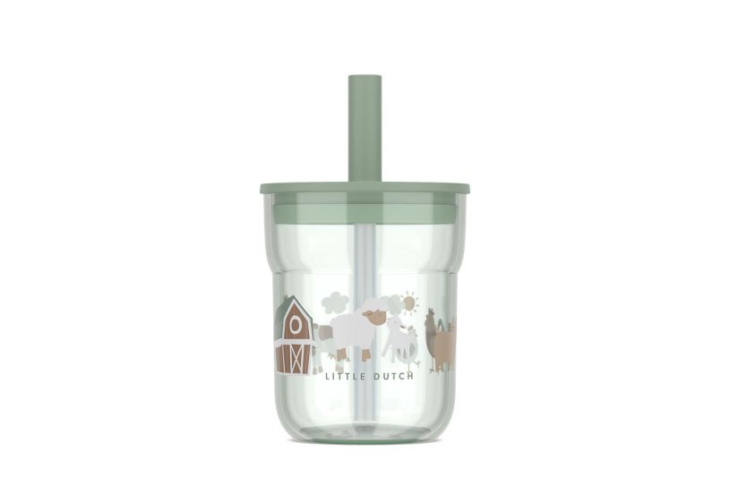 Mepal kinderglas Mio 250ml met rietje - little farm