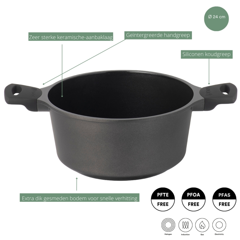Sola Ceramic Deluxe braadpan 24cm (PFAS VRIJ)