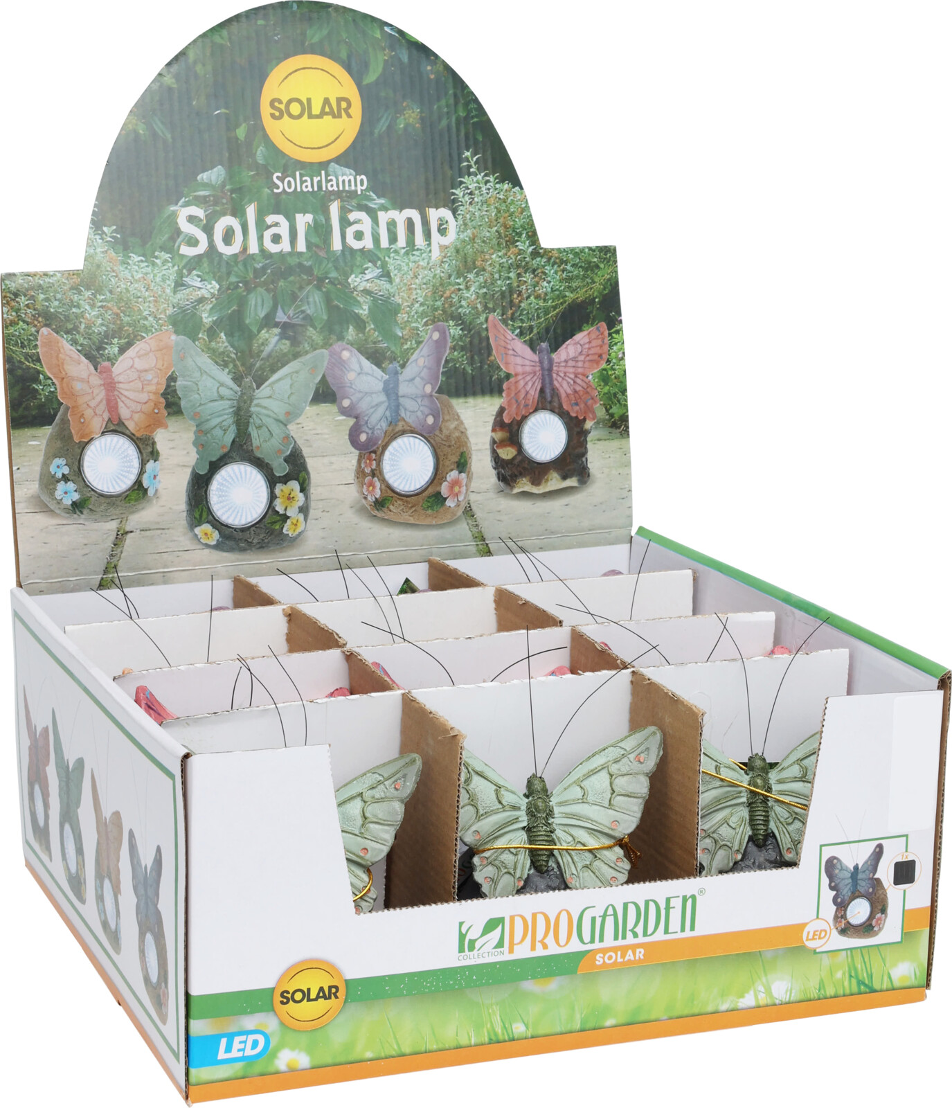 Solarlamp Vlinder op steen assorti