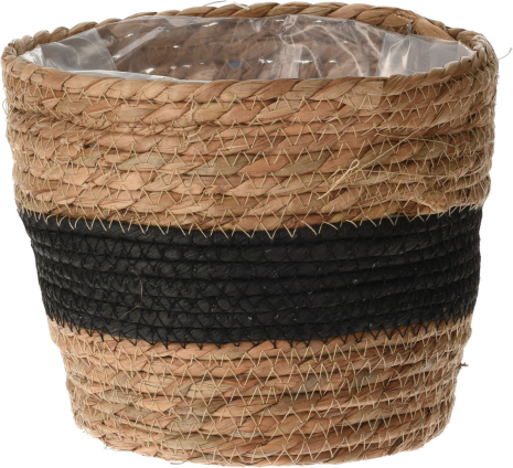 Bloempot natural rope set 3 stuks - zwart