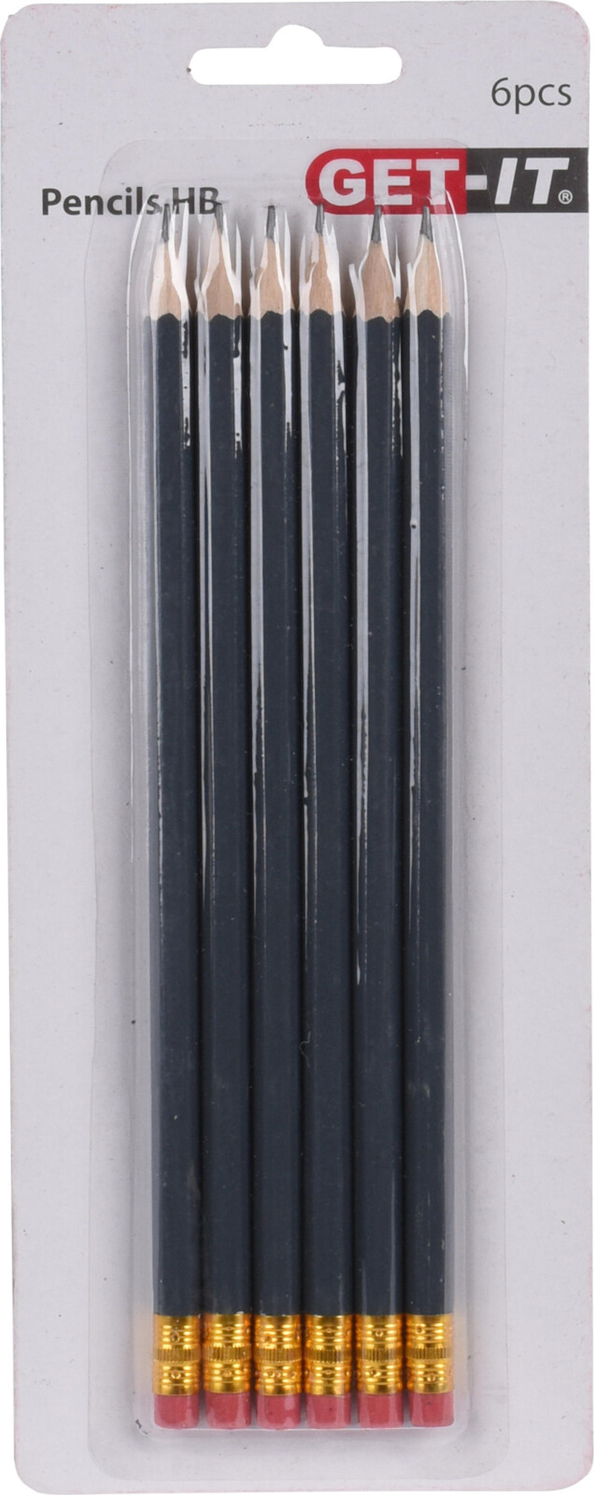 Potloden met gum 6 stuks op kaart