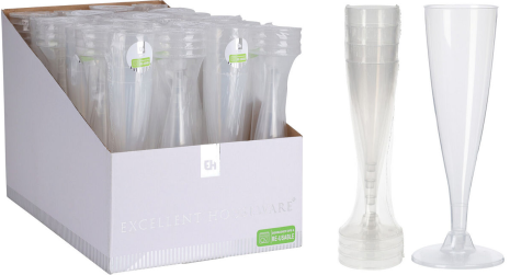 Re-Usable Transparant Champagneglas PP 130ml set 4 stuks