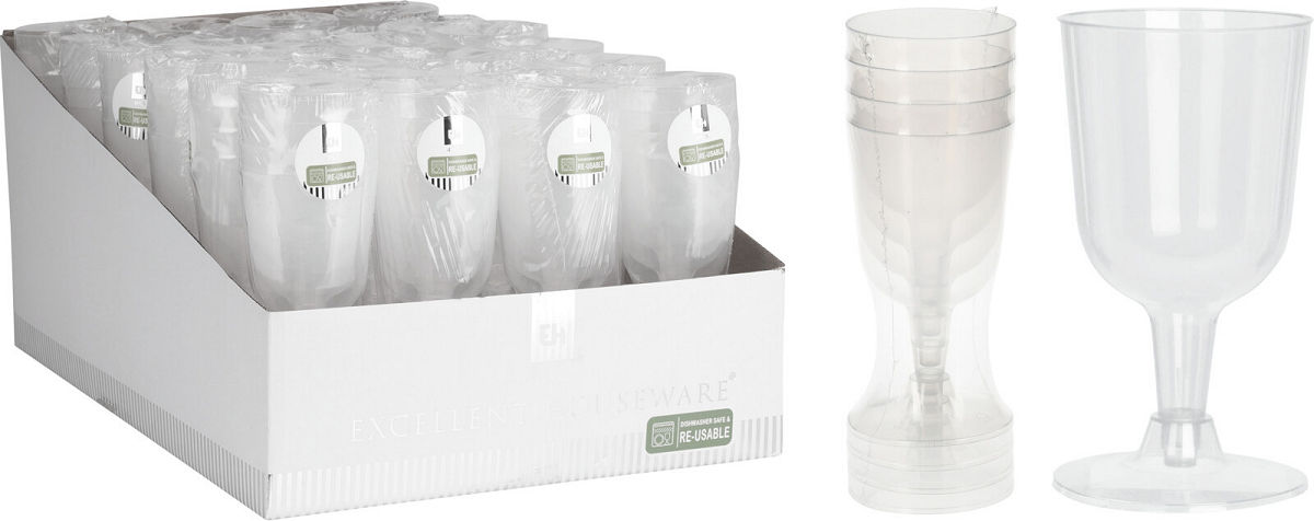 Re-Usable Transparant Wijnglas PP 160ml set 4 stuks