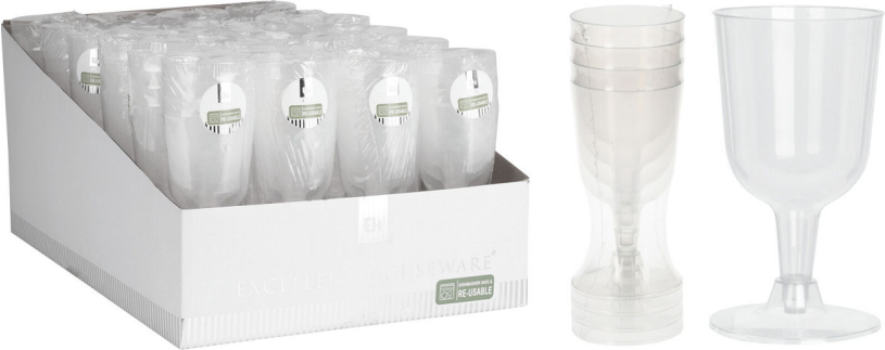 Re-Usable Transparant Wijnglas PP 160ml set 4 stuks