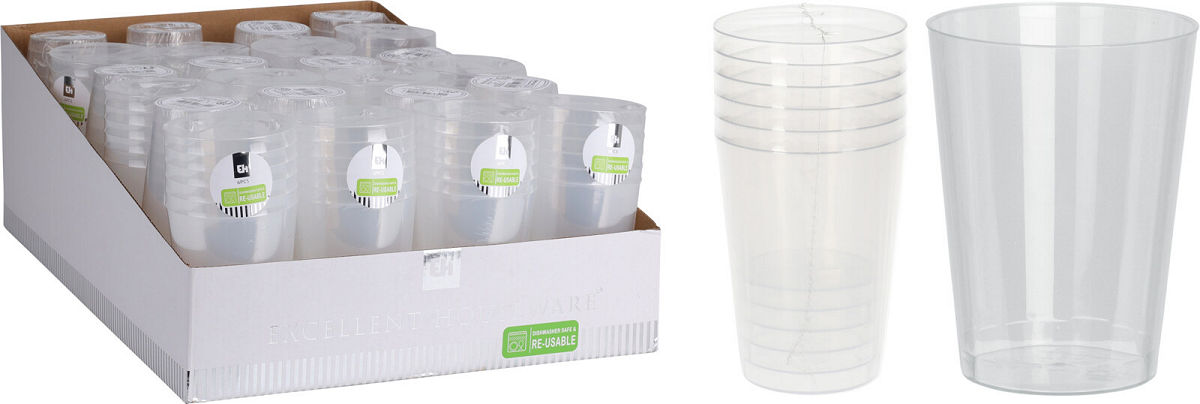 Re-Usable Transparant Drinkglas PP 280ml set 5 stuks