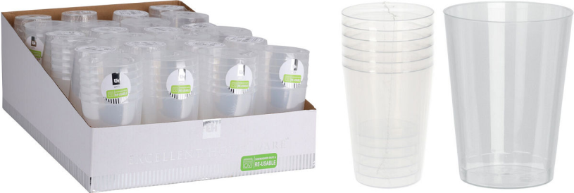 Re-Usable Transparant Drinkglas PP 280ml set 5 stuks