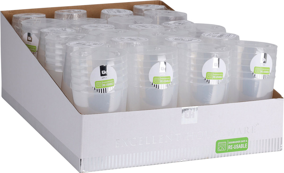 Re-Usable Transparant Drinkglas PP 280ml set 5 stuks