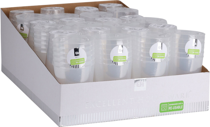 Re-Usable Transparant Drinkglas PP 280ml set 5 stuks