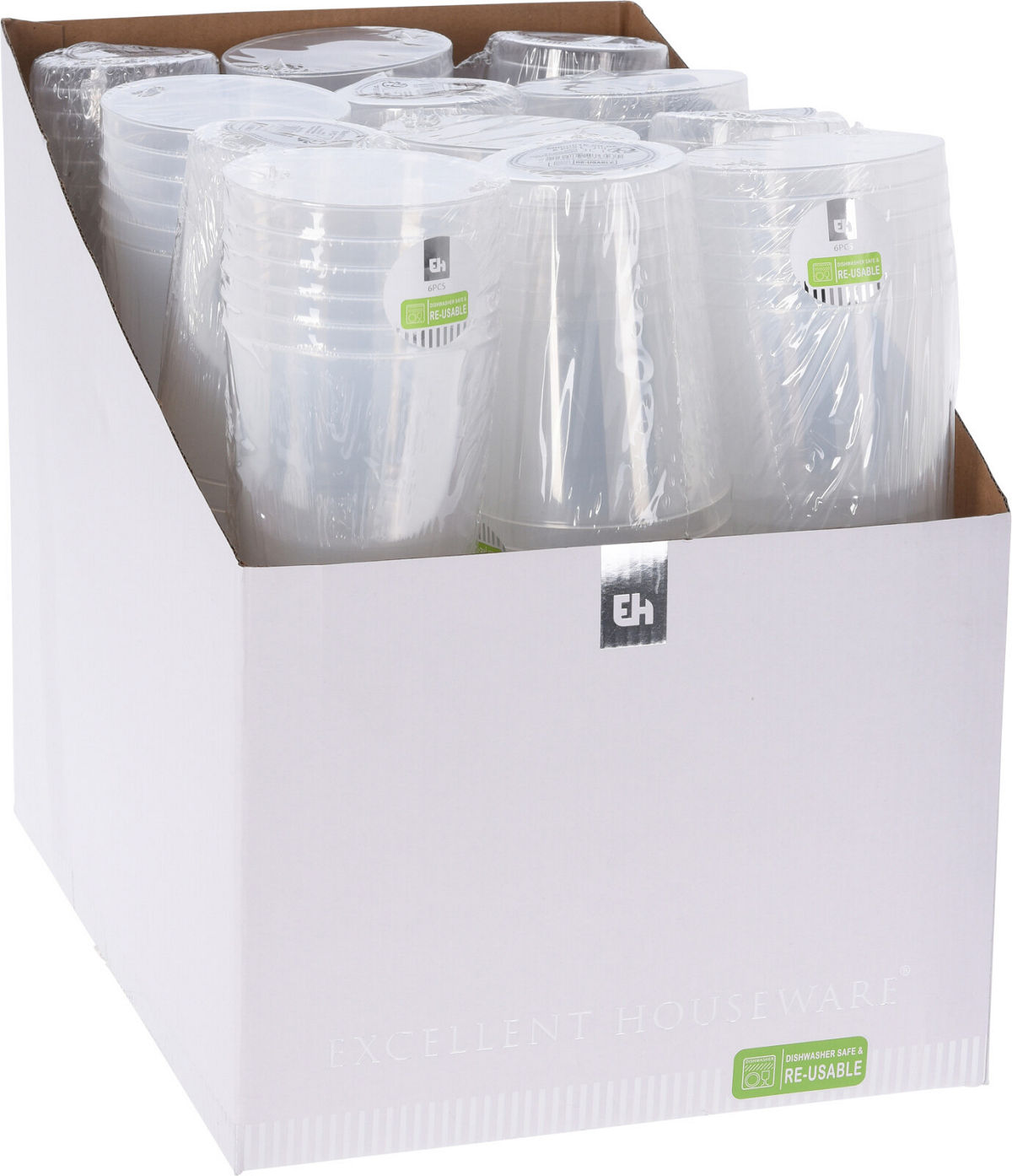 Re-Usable Transparant Drinkbeker PP 500ml set 6 stuks