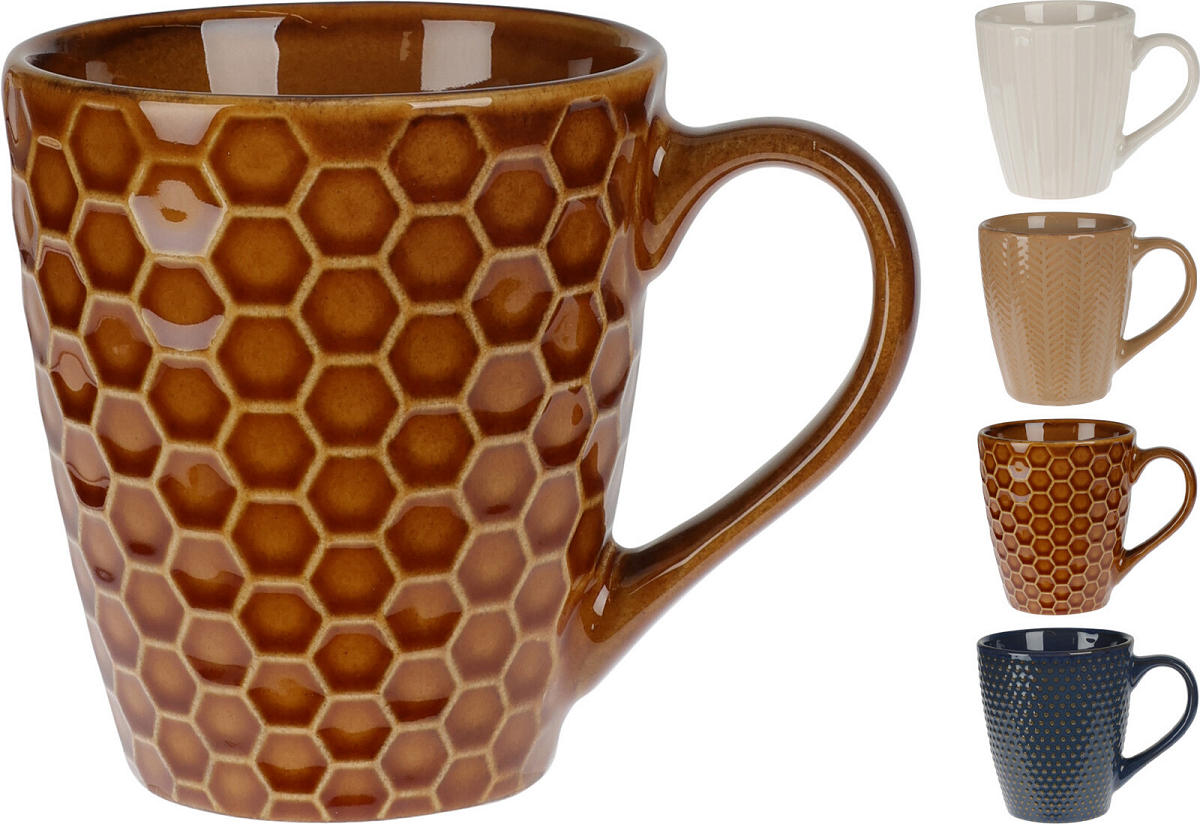 Beker Aardewerk Relief - 200 ml 4 ass kleur