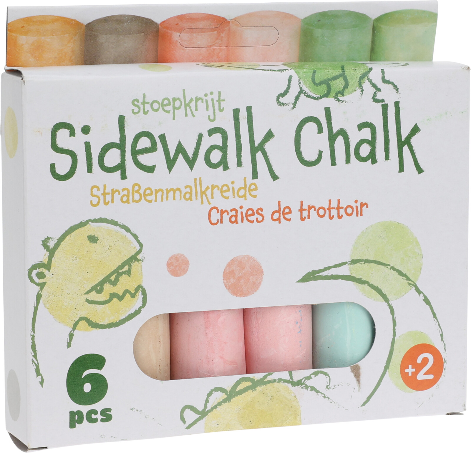 Stoepkrijt jumbo 10cm set 6 stuks 2 ass.
