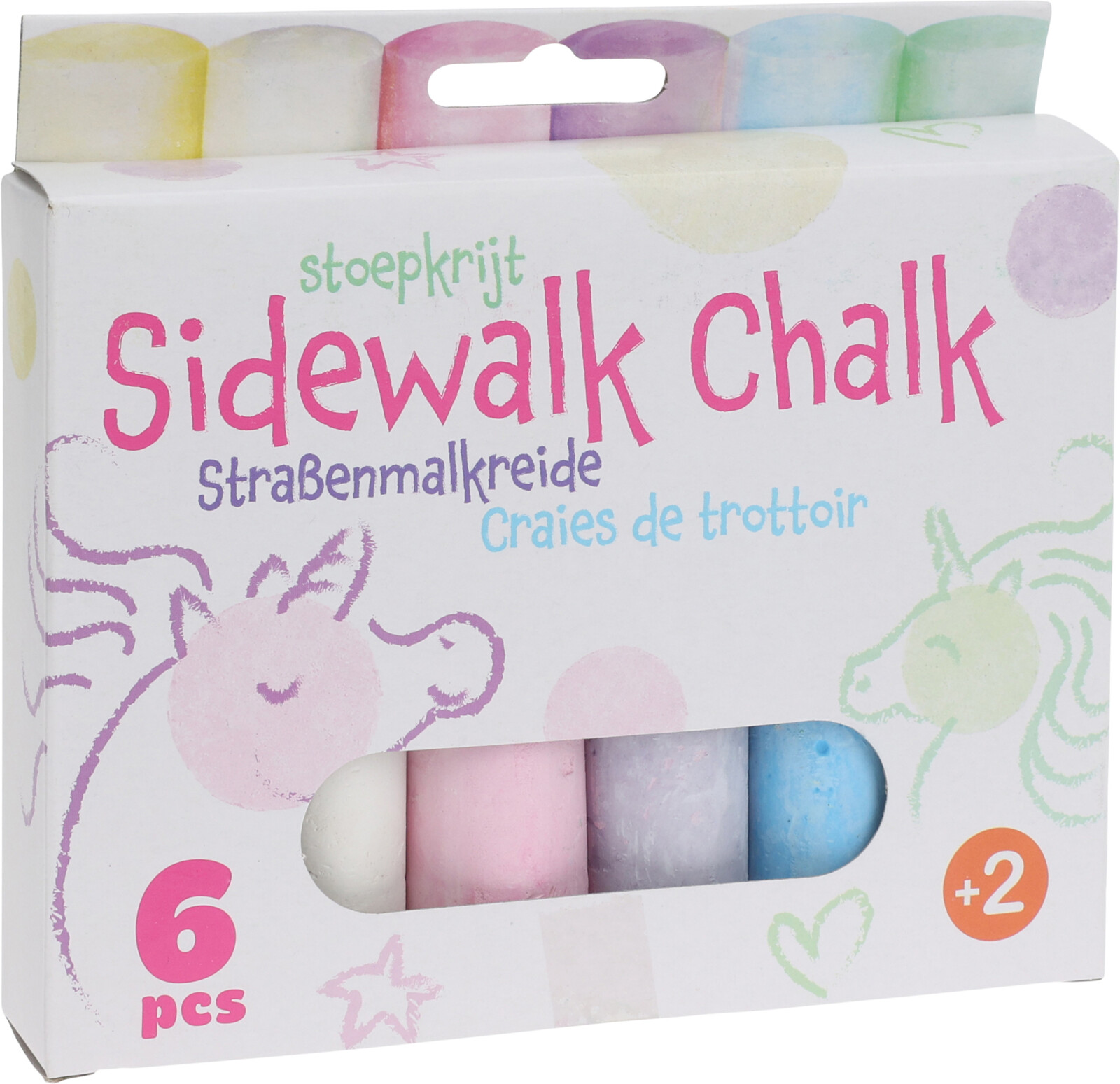 Stoepkrijt jumbo 10cm set 6 stuks 2 ass.