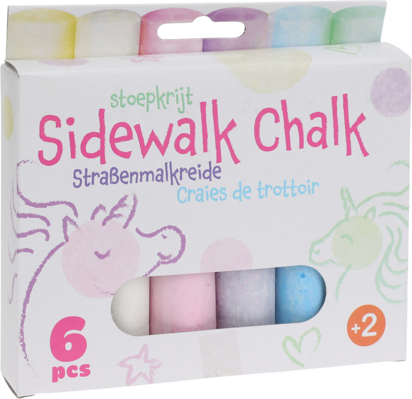 Stoepkrijt jumbo 10cm set 6 stuks 2 ass.
