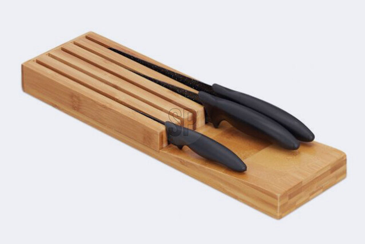 Bamboe messenblok voor 5 messen