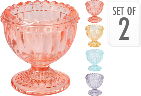 Eierdop set 2 stuks glas pastel assorti