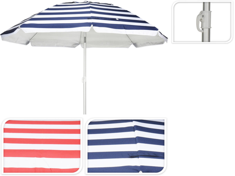 Strandparasol Alu Streep 180cm 2 assorti kleur