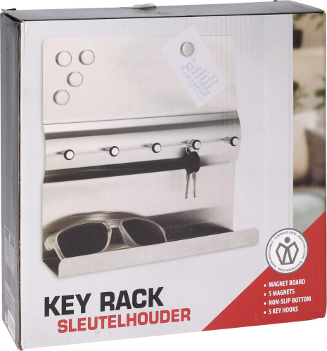 Sleutelrek RVS met 5 haken