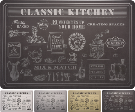Placemat PP Kitchen 435x285mm 4 assorti