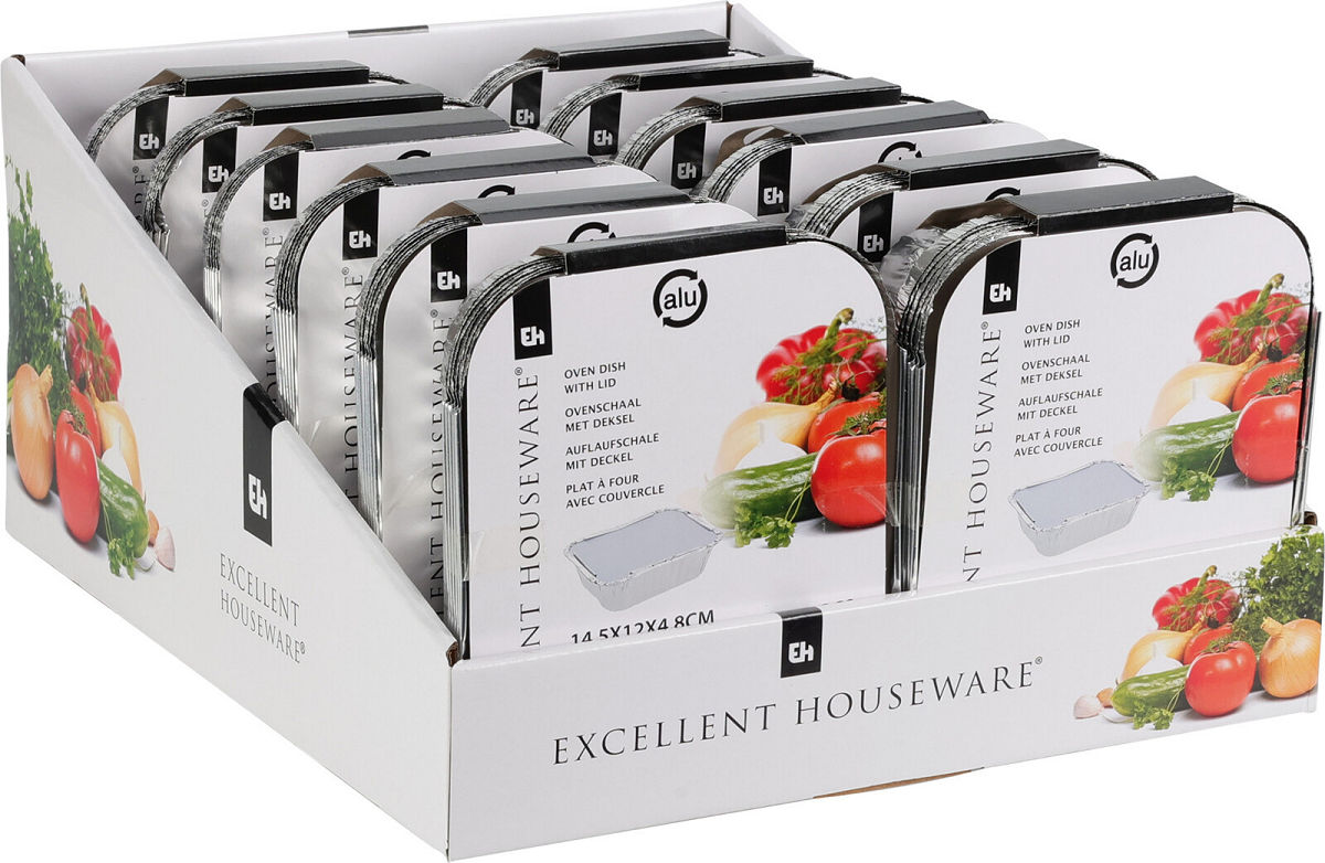 Bereidingsbak met deksel 14,5x12x4,8cm 6 stuks