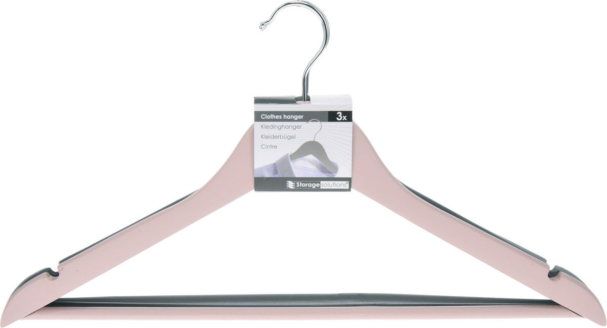 Kledinghanger hout set 3 stuks assorti kleur
