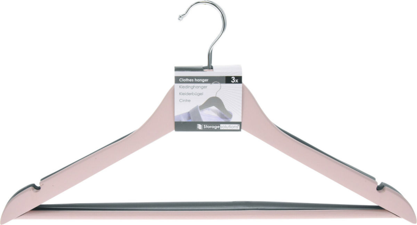 Kledinghanger hout set 3 stuks assorti kleur