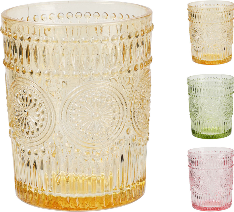 Theelichthouder relief 8x10cm assorti