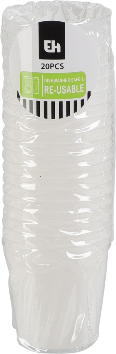 Re-Usable Zwart/Transparant Shotglas PP set 20 stuks