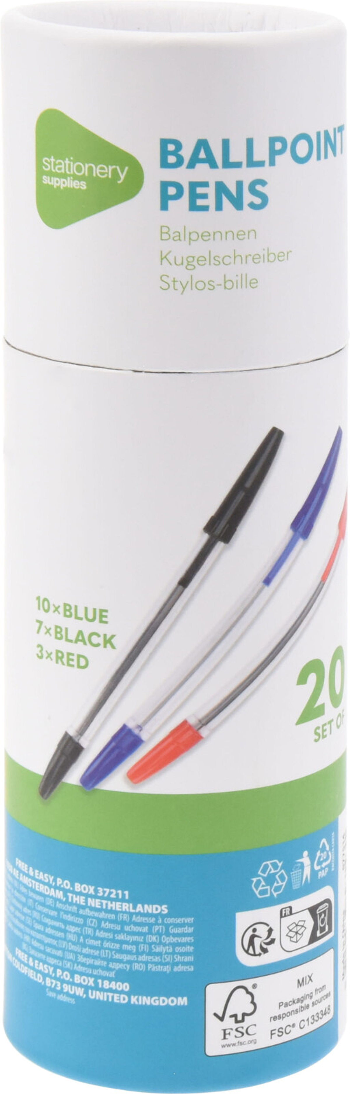 Balpennen set 20 stuks in koker