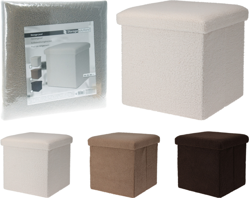 Opbergpoef Teddy 38x38x38cm assorti teddy