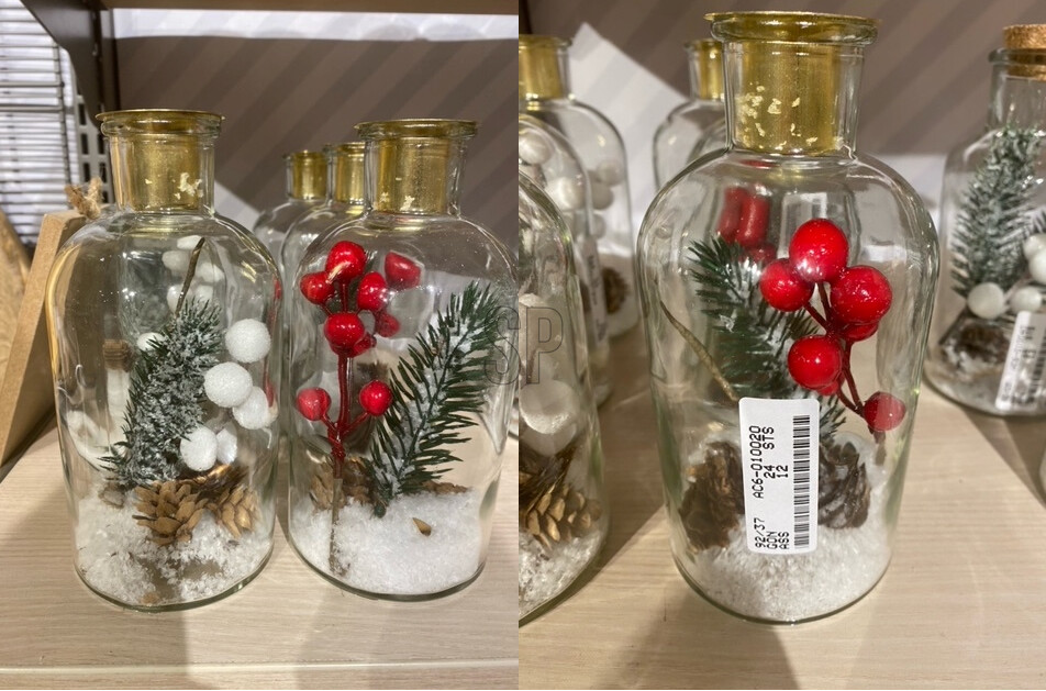 Kandelaar Fles winter 16cm assorti