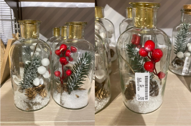 Kandelaar Fles winter 16cm assorti