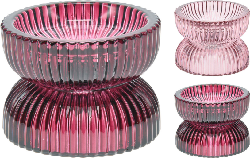 Kandelaar Glas 8cm 3 assorti kleur