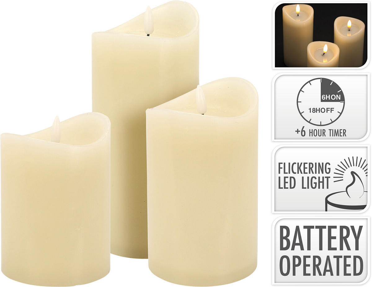 LED Kaars Jelly Dansvlam set 3 stuks incl. timer
