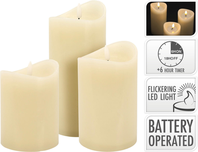 LED Kaars Jelly Dansvlam set 3 stuks incl. timer