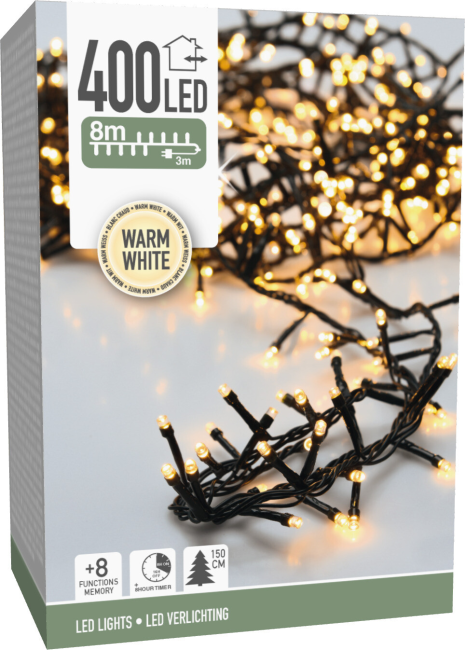 Verlichting 400LED Microcluster 8M IP44 - Warm wit
